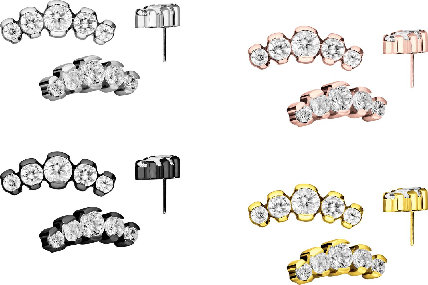 PIERCINGLINE Titan Schraubaufsatz | 0,9mm Gewinde Mit Kristallen | Piercing Ersatz Aufsatz